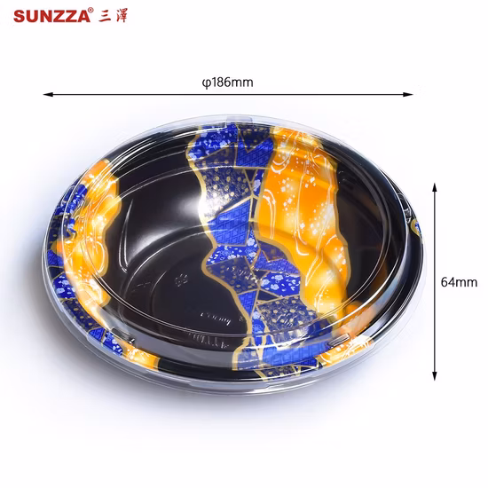 Confezione per fast food nera e rossa usa e getta rotonda in plastica PP per uso alimentare