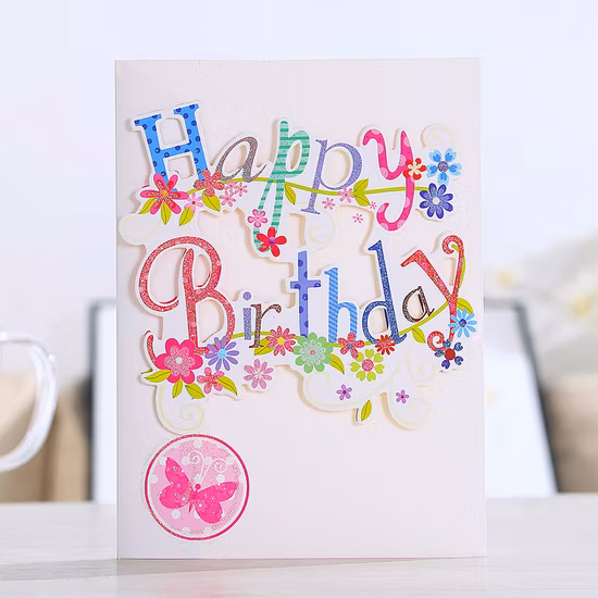 Stampa biglietto d'auguri personalizzato pop-up con confezione in cartone di ringraziamento
